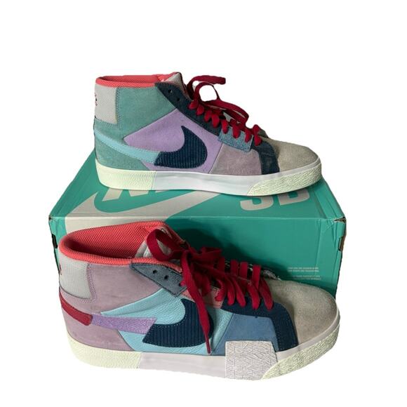 Size 8.5 Men 10 Women Nike Zoom Blazer Premium SB Mid Mosaic Pack - Multi DA8854 - Picture 3 of 5